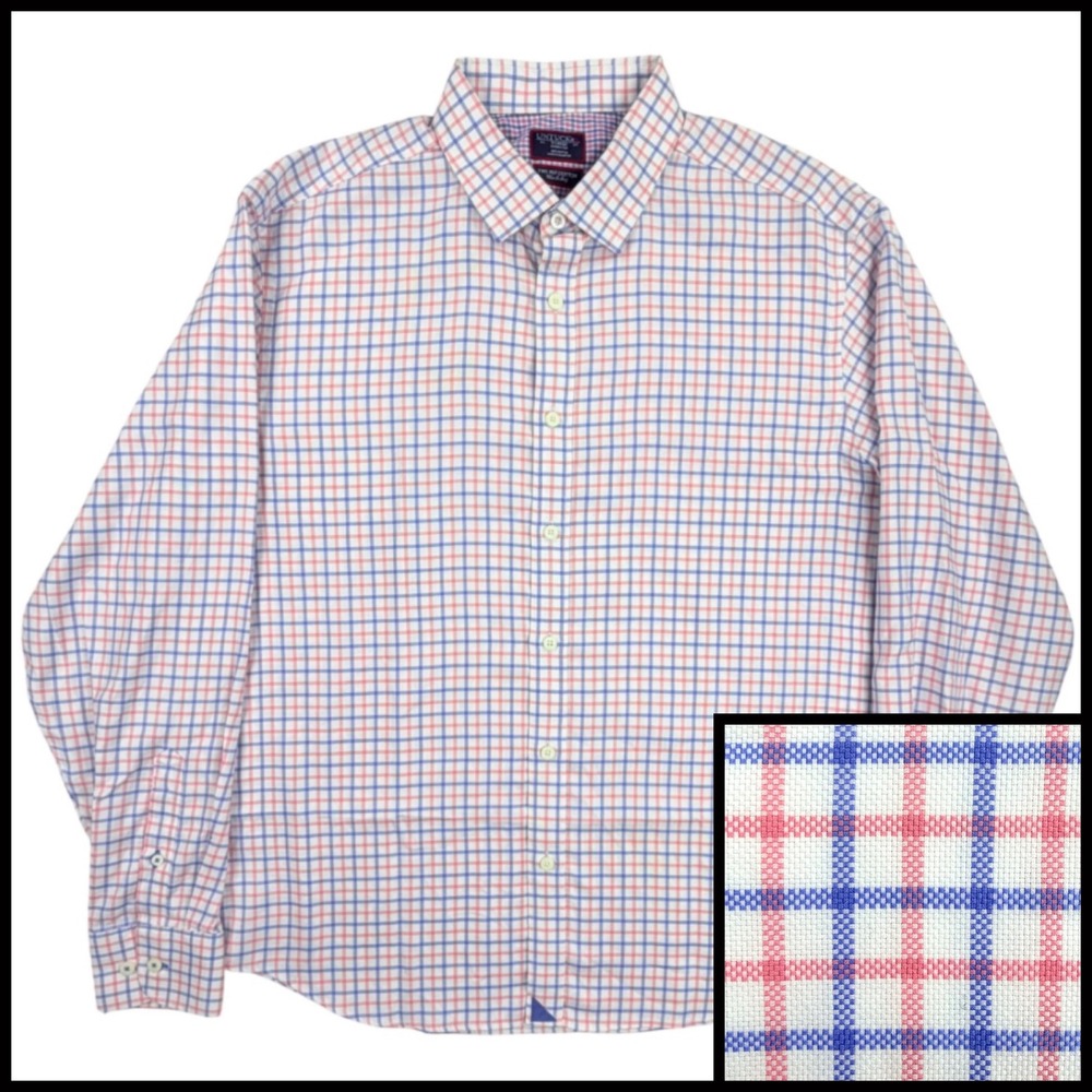 UNTUCKit Heathvale Shirt Men XL Pink Blue Check Cotton Wrinkle Free Button Down